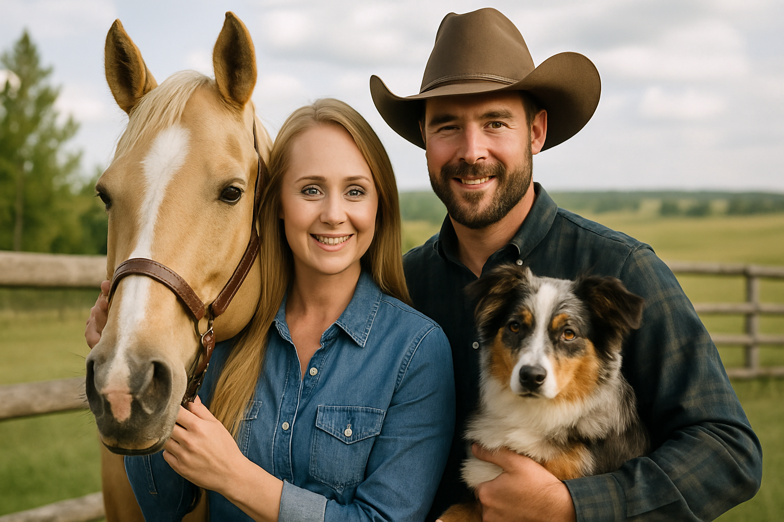 Amber Marshall and Shawn Turner at their quiet ranch near Calgary with animals